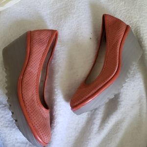 FLY London orange leather wedge